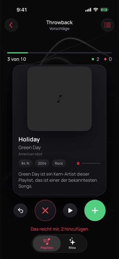 Vorschläge, die zu dieser Playlist passen, nicht zu einem Genre.